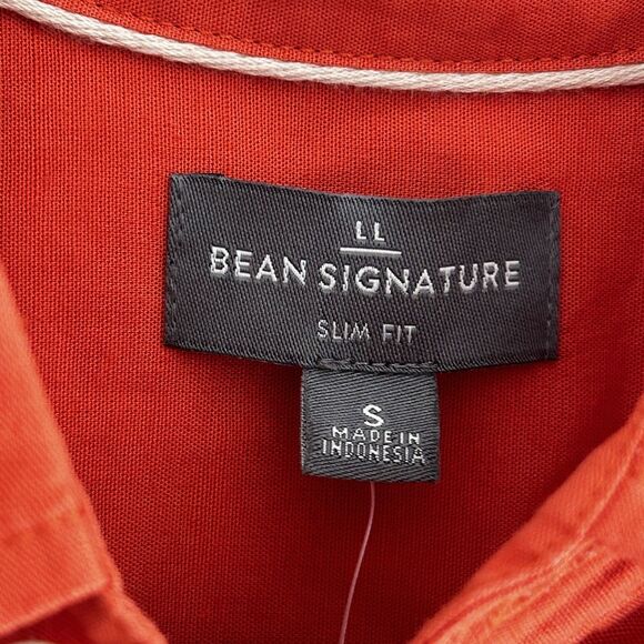 New L.L. Bean Signature Button Up Top Size Small Slim Fit Orange Linen Blend NWT - Picture 3 of 7